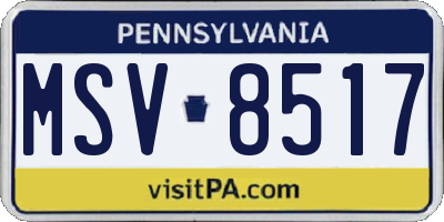 PA license plate MSV8517