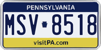 PA license plate MSV8518