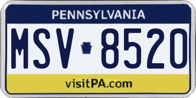 PA license plate MSV8520