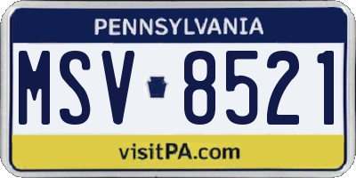 PA license plate MSV8521
