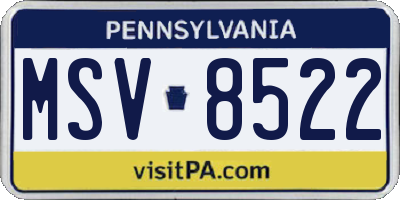 PA license plate MSV8522