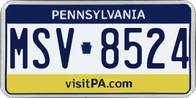 PA license plate MSV8524