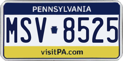 PA license plate MSV8525