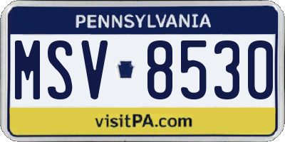 PA license plate MSV8530