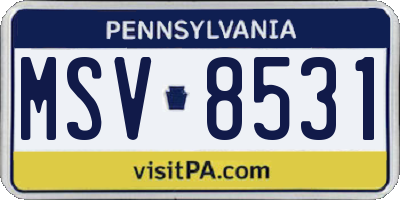 PA license plate MSV8531