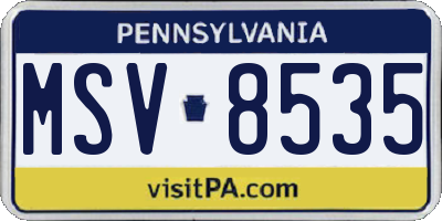 PA license plate MSV8535