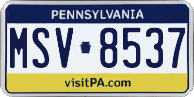 PA license plate MSV8537