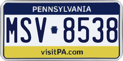 PA license plate MSV8538