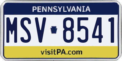 PA license plate MSV8541