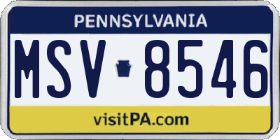 PA license plate MSV8546