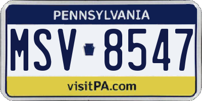 PA license plate MSV8547