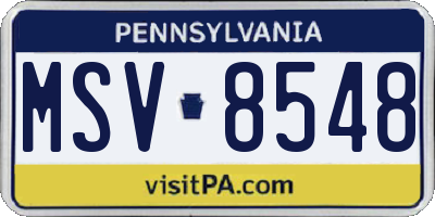 PA license plate MSV8548