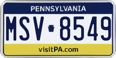 PA license plate MSV8549