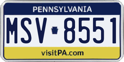 PA license plate MSV8551