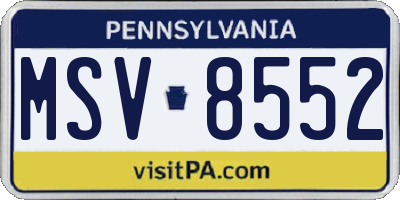 PA license plate MSV8552