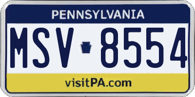 PA license plate MSV8554