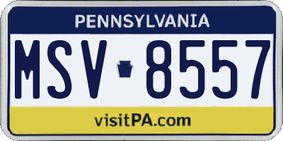 PA license plate MSV8557