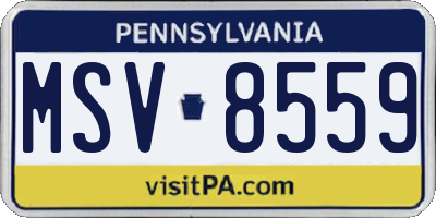 PA license plate MSV8559