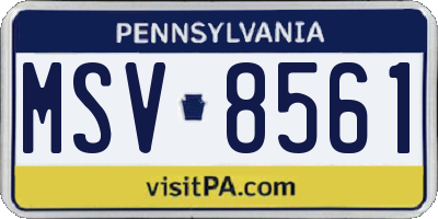 PA license plate MSV8561