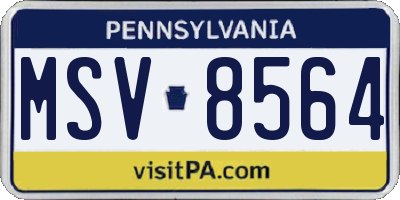 PA license plate MSV8564