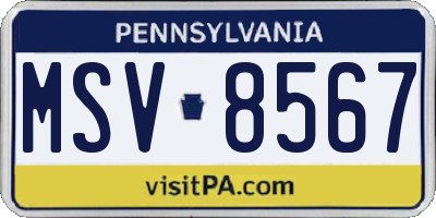 PA license plate MSV8567