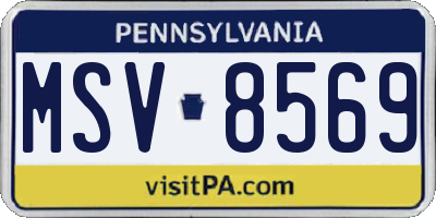 PA license plate MSV8569