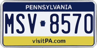 PA license plate MSV8570