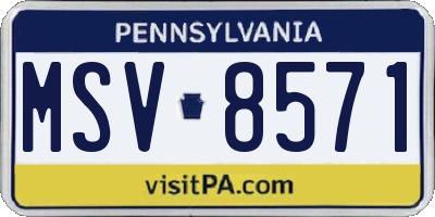 PA license plate MSV8571