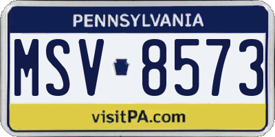 PA license plate MSV8573
