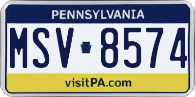 PA license plate MSV8574