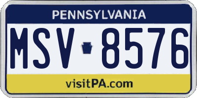 PA license plate MSV8576
