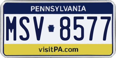 PA license plate MSV8577