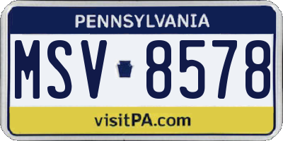 PA license plate MSV8578