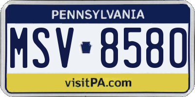 PA license plate MSV8580