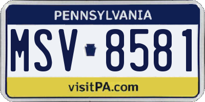PA license plate MSV8581