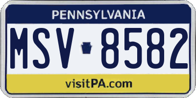 PA license plate MSV8582