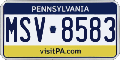 PA license plate MSV8583