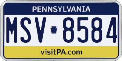 PA license plate MSV8584