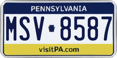 PA license plate MSV8587