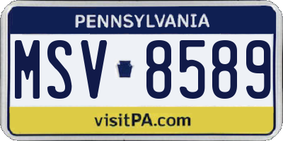 PA license plate MSV8589
