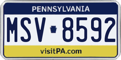 PA license plate MSV8592