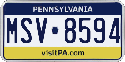PA license plate MSV8594