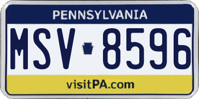 PA license plate MSV8596