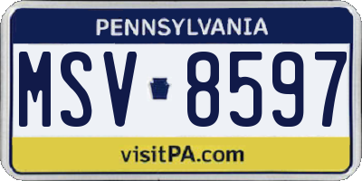 PA license plate MSV8597