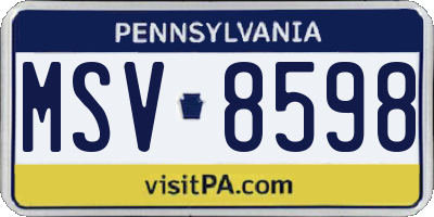 PA license plate MSV8598