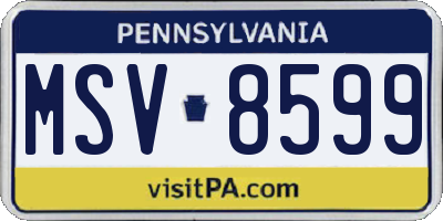 PA license plate MSV8599