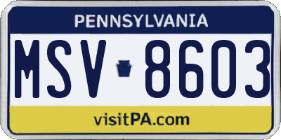 PA license plate MSV8603