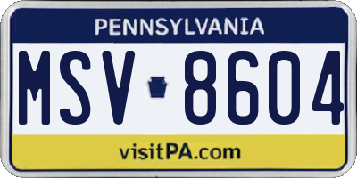 PA license plate MSV8604