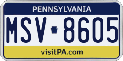 PA license plate MSV8605