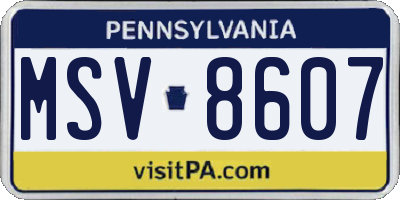 PA license plate MSV8607